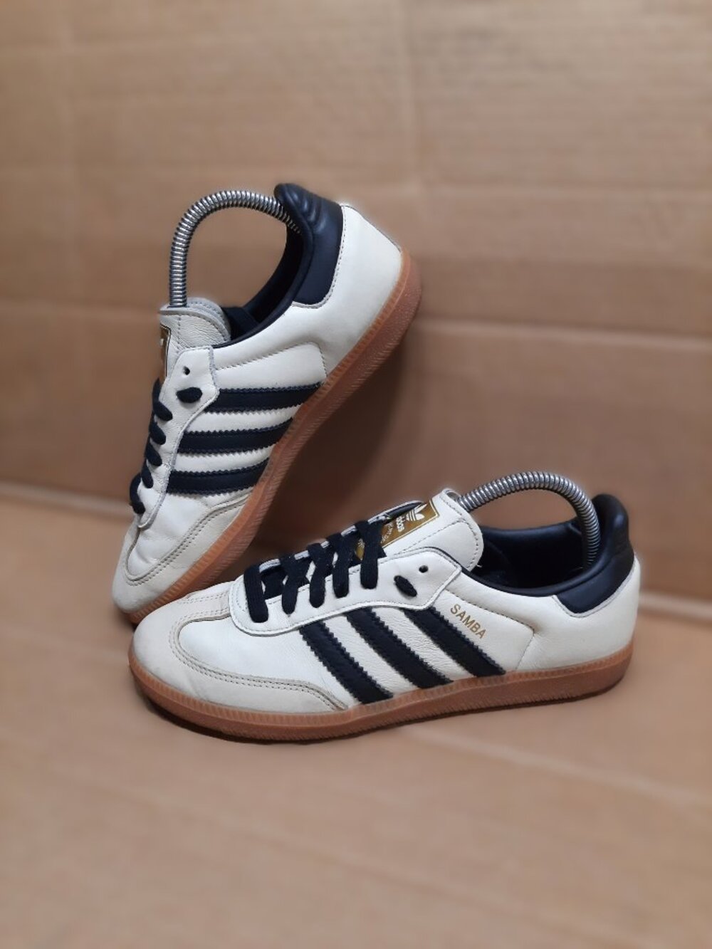 Adidas Samba ♀️ Women's 7.5 OG Cream Sand Strata Off White Black Sneakers ID0478 - Picture 9 of 16